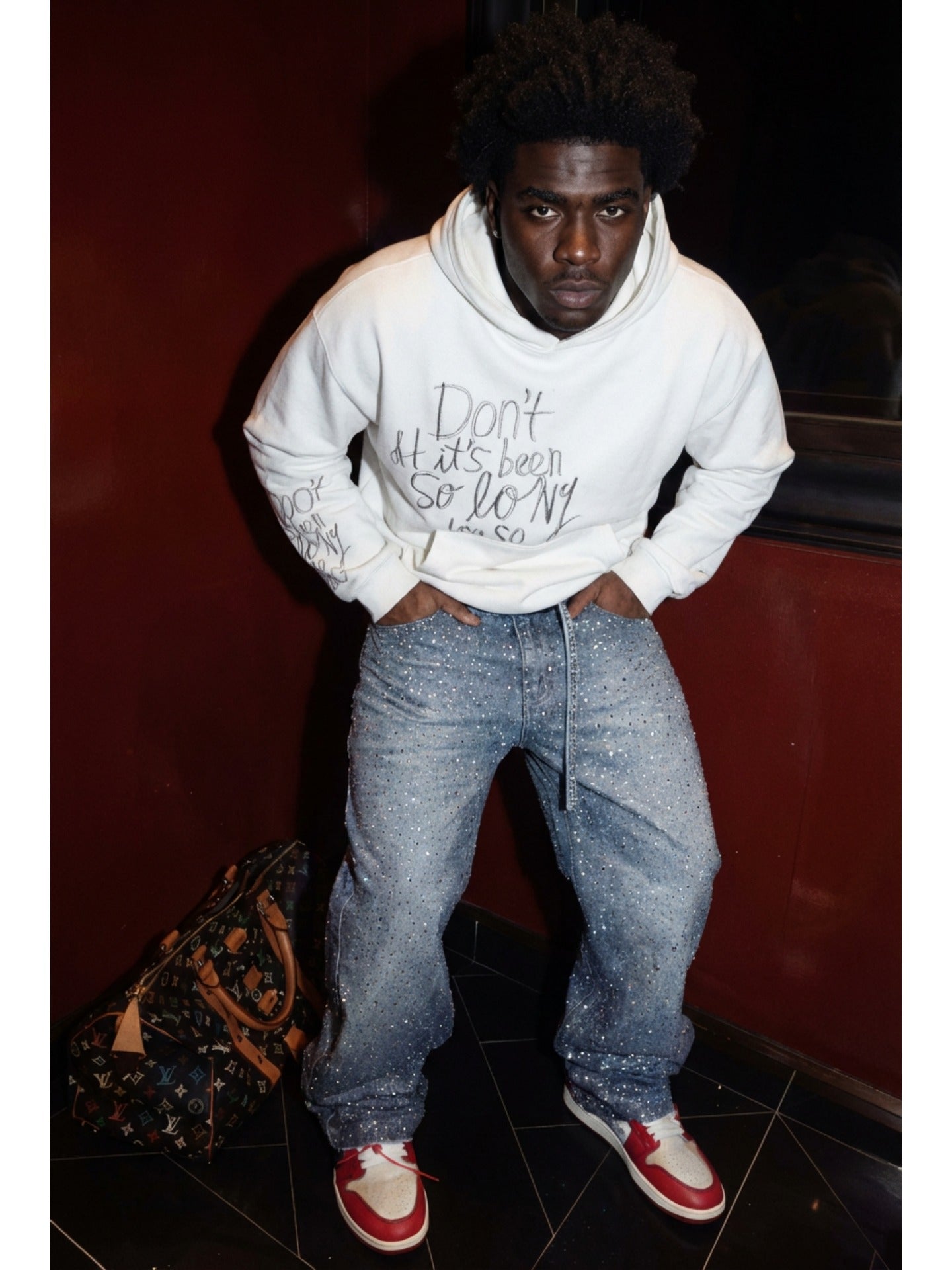 Primary Title: "Gradient Rhinestone Wide Leg Pants | Sparkly Ombre Trousers for Women & Men"