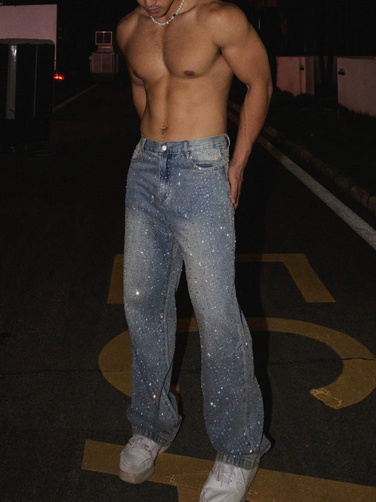 2026 Trendy Gradient Wide Leg Pants with Rhinestones | Slimming & Head-Turning Sparkly Ombre Wide Leg Pants | Rhinestone Details for a Bold, Head-Turning Look Retro Ombre Wide Leg Pants with Rhinestones | Trendy Unisex Fashion for 2026